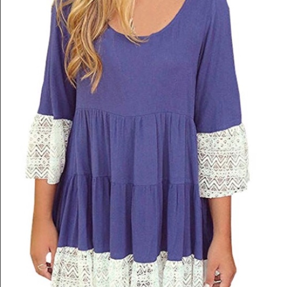 Bohemian Lace Trim Mini Dress